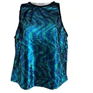 ZARA Blue Mermaid Sleeveless Sequin Top - Size S